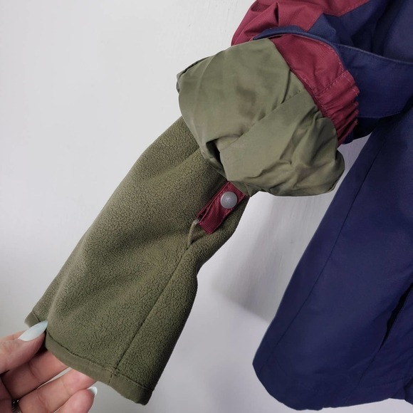 LL Bean Kids Fleece Lined 3 in 1 Jacket Boys L 14-16 Maroon Navy Parka Winter‎ - Picture 11 of 13